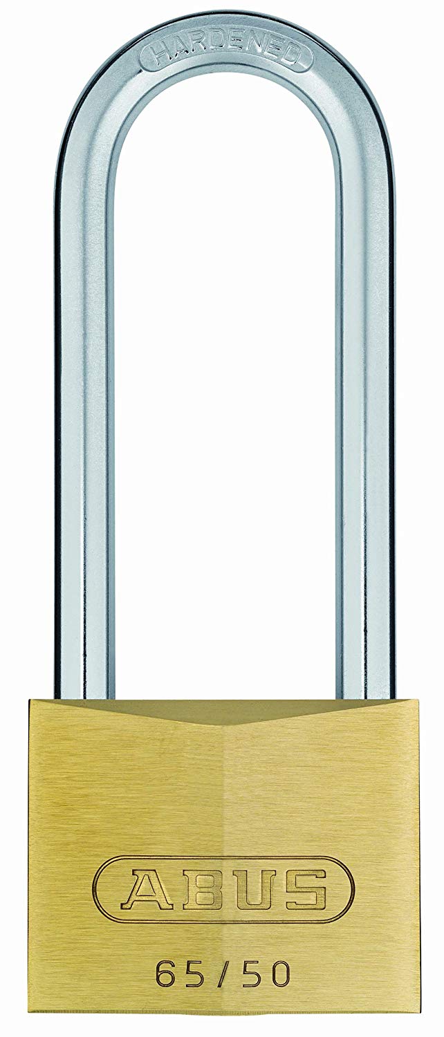 ABUS 12018 80mm Long Shackle Brass Padlock with 6502 Alike Keyed, Gold, 50 mm