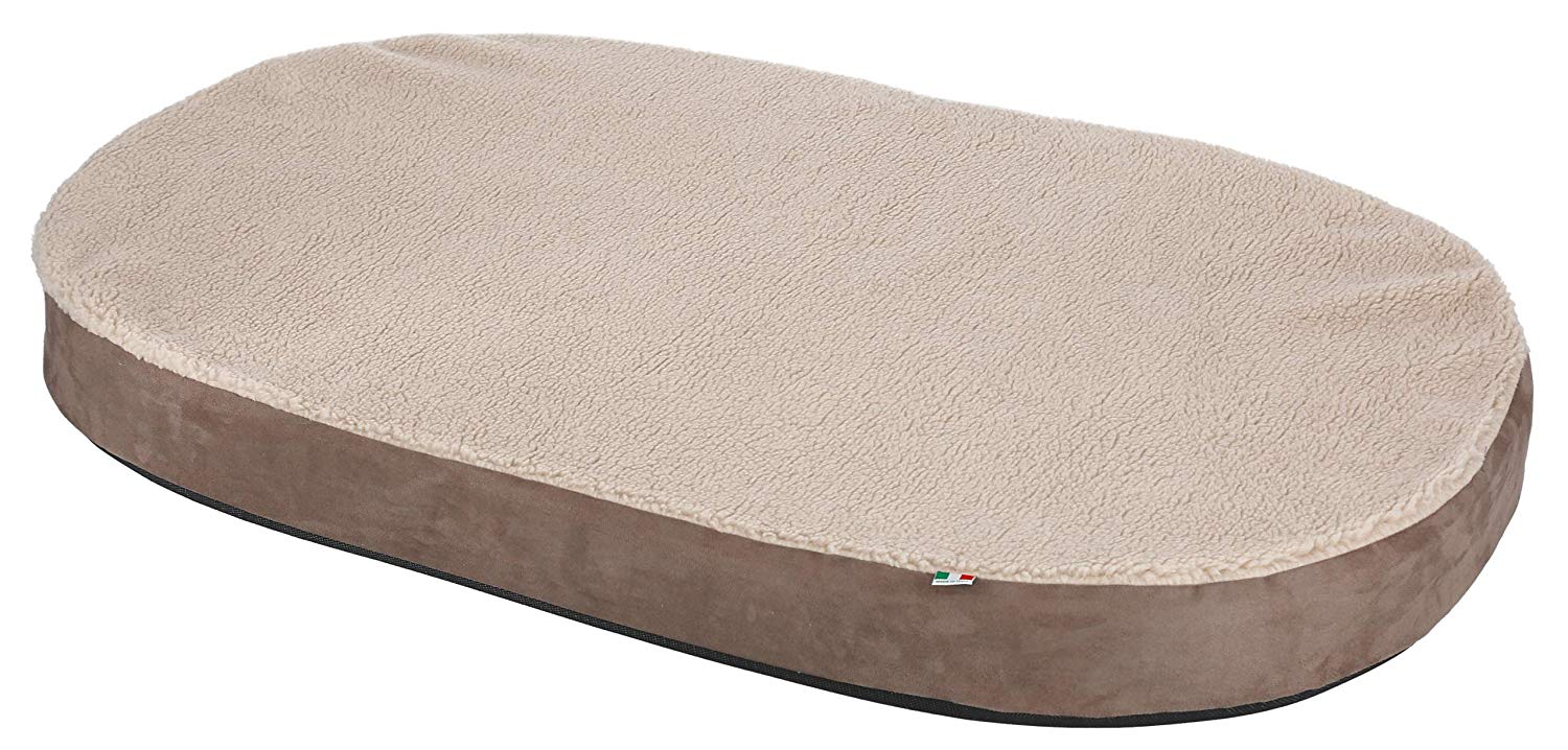 Kerbl Memory-Foam Oval Mattress, 100 x 65 x 8 cm, Grey/Beige