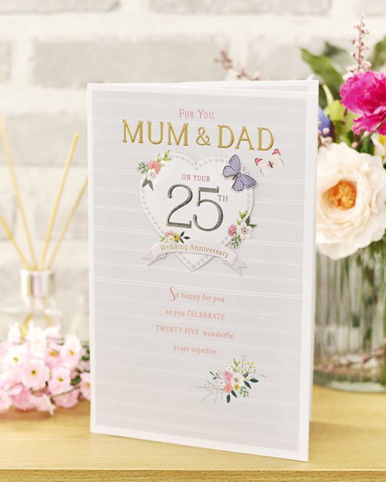 25th Wedding Anniversary Card Mum and Dad - Silver Wedding Anniversary Card Mum and Dad - Ideal Gift Card - 25th Anniversary - Silver Anniversary Gifts - Mum and Dad Anniversary Card 25 - Image 4