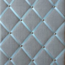 Duck Egg Blue Linen, Chrome Detail, Notice Boards/Memo Boards/Large 40x48cm, Fabric, Bulletin Boards, Message Boards