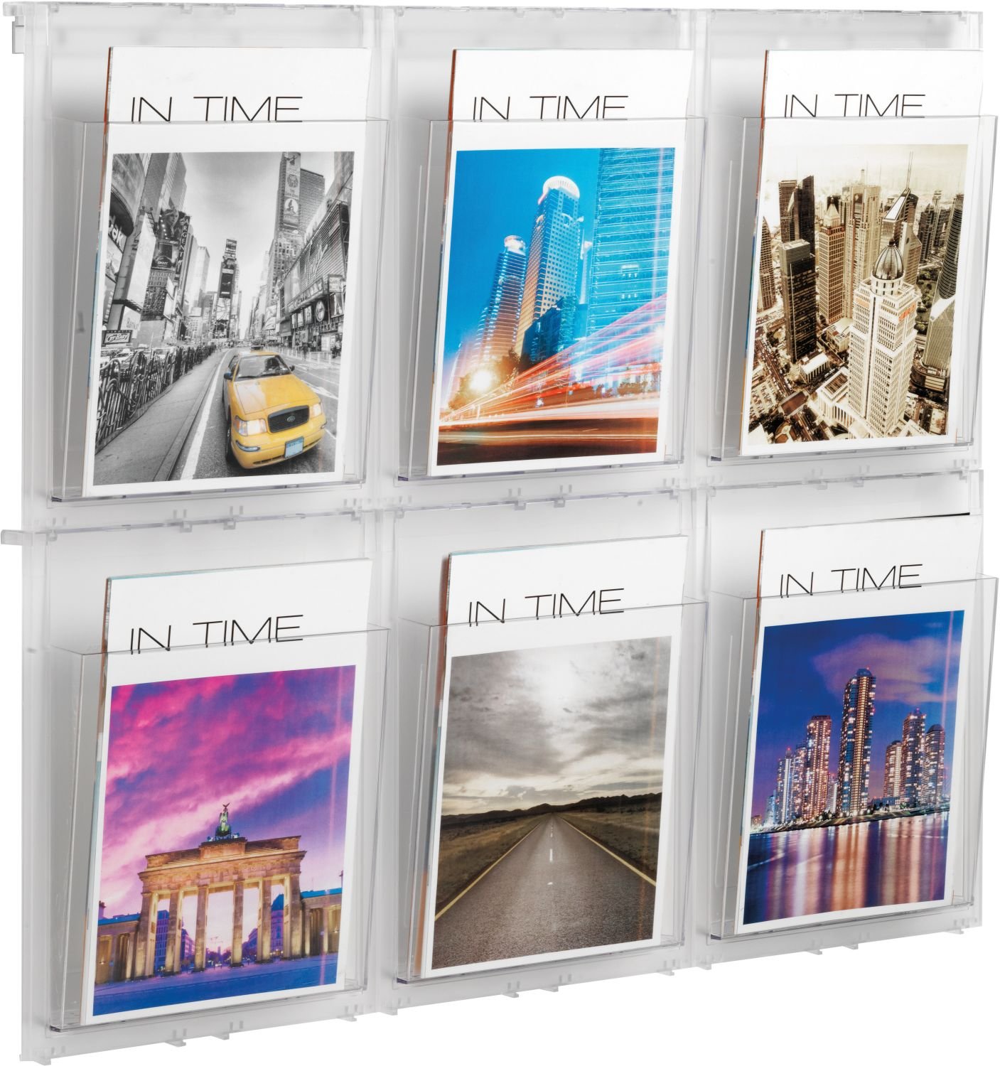 Helit Placativ Wall Display 6 x A4 Pockets Clear H6812002, Glass Clear, 6 x Din A4 - Image 2