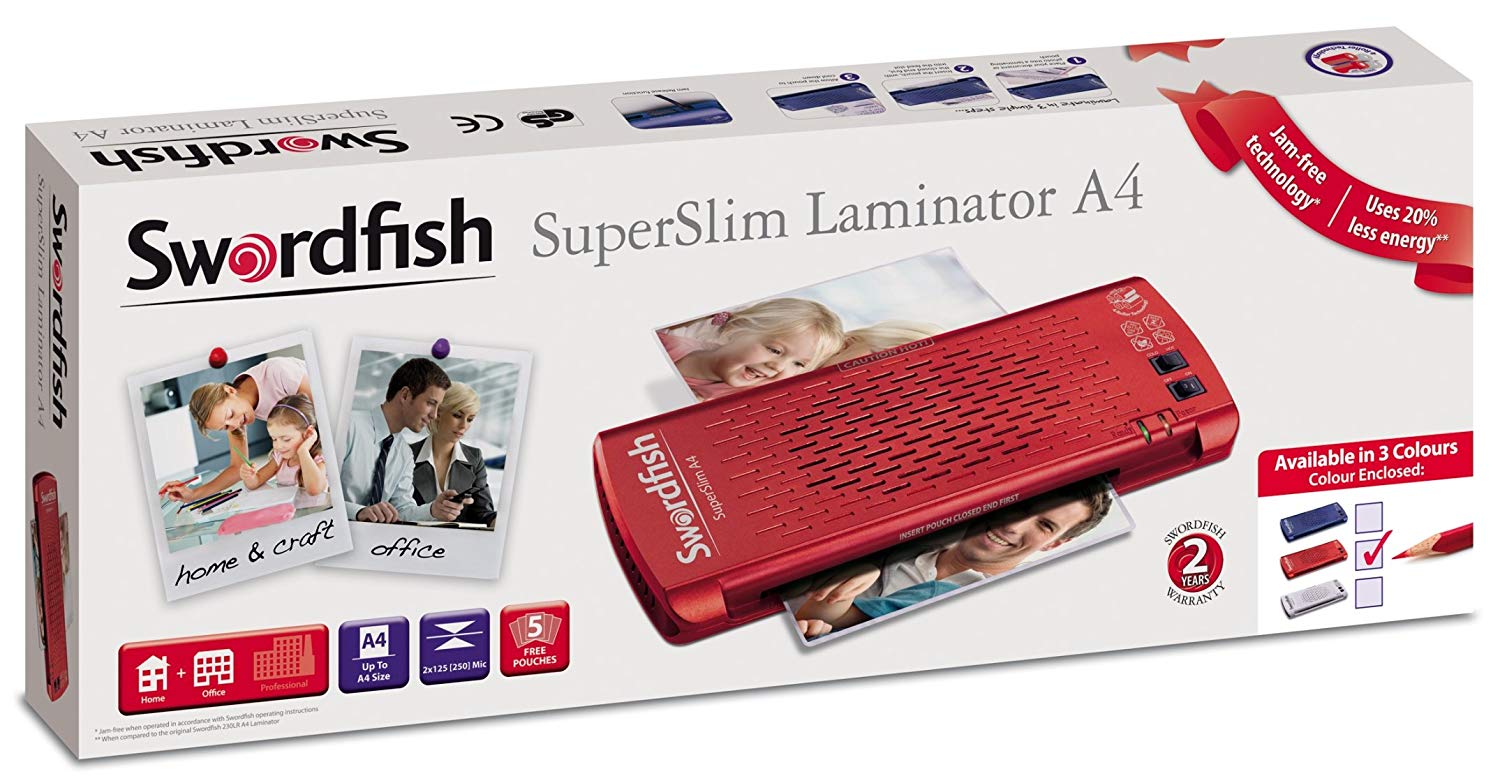 Swordfish Super Slim A4 Paper/Document Laminator with 4 Rollers - Red Ref: 40186 - Image 2