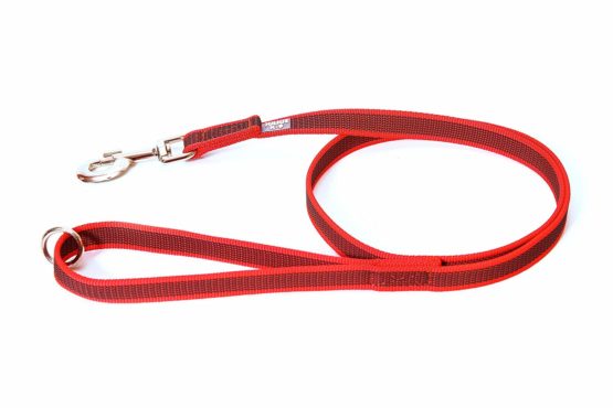 Julius-K9 216GM-R-1-2HS Color & Gray Super-Grip Leash with Handle and O-Ring, 20 mm x 1.2 m, Red-Gray