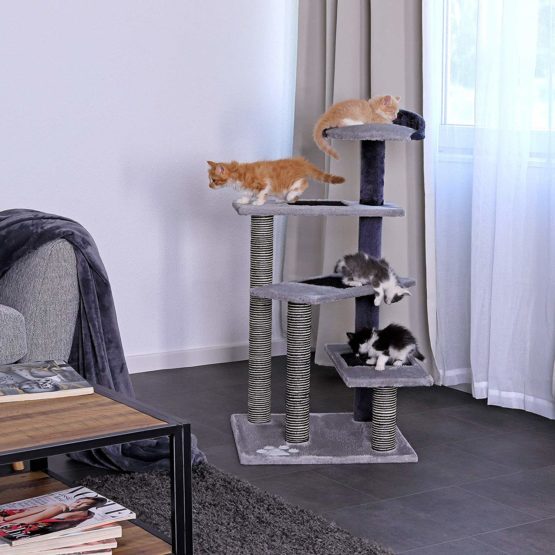 dibea Cat Tree Activity Centre Scratching Post, 100 cm, Grey/Light Grey - Image 2