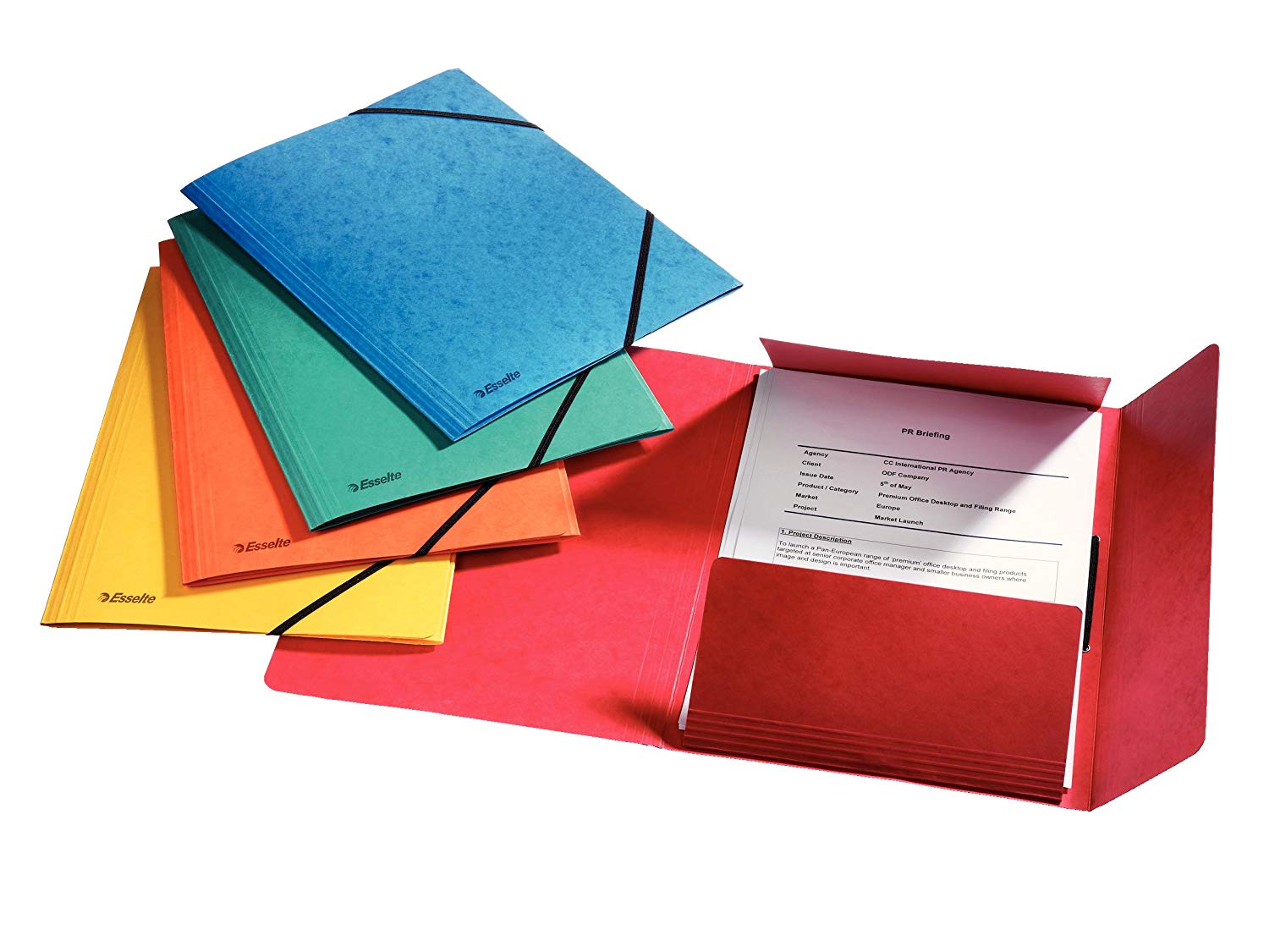 Esselte Rainbow 3-Flap Folder, A4, Assorted colours, Pack of 5, 15523, single
