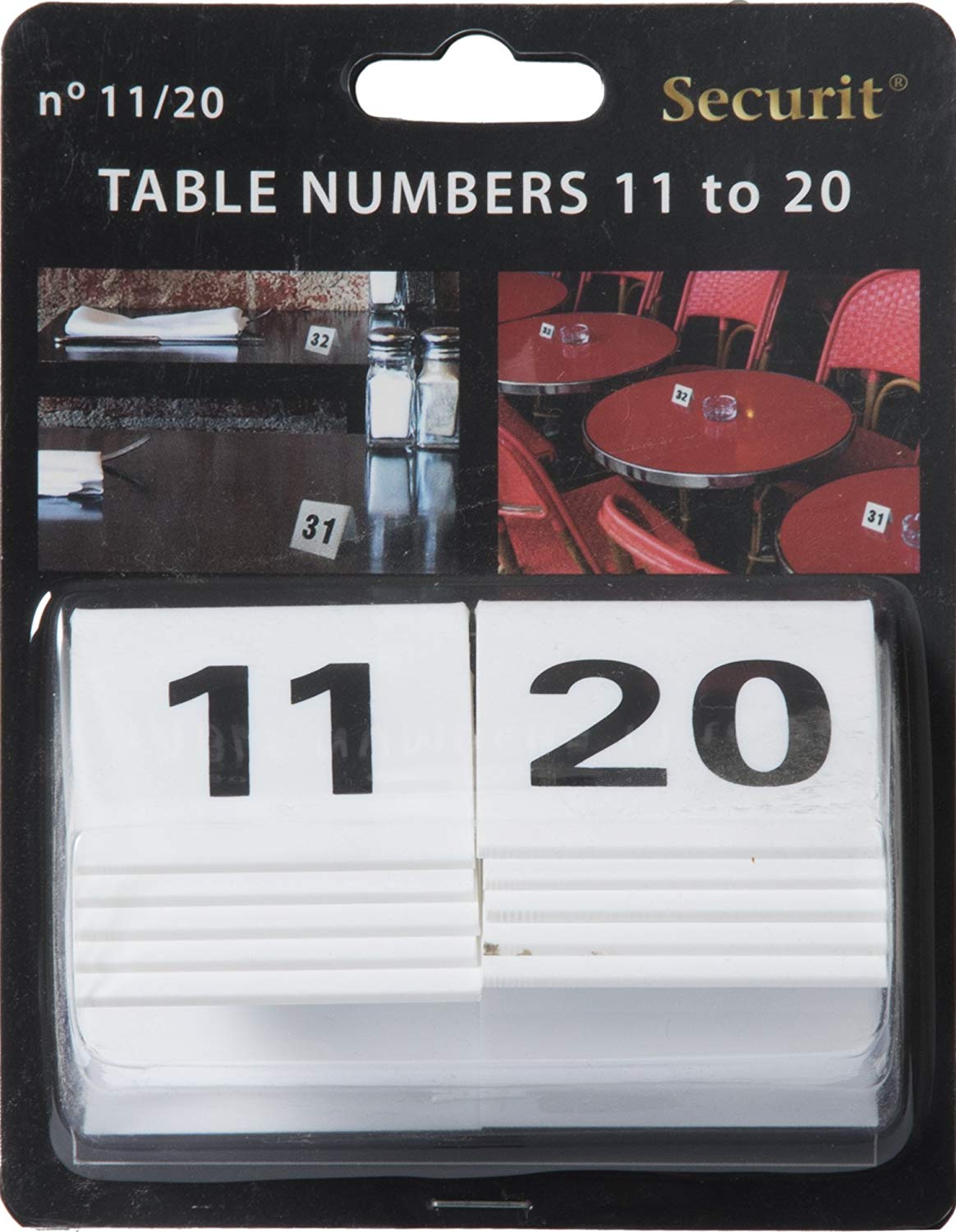 Securit Set of 10 Table Number Signs, White Plastic Tent Style Table Number Cards for Bars Restaurants - Image 2