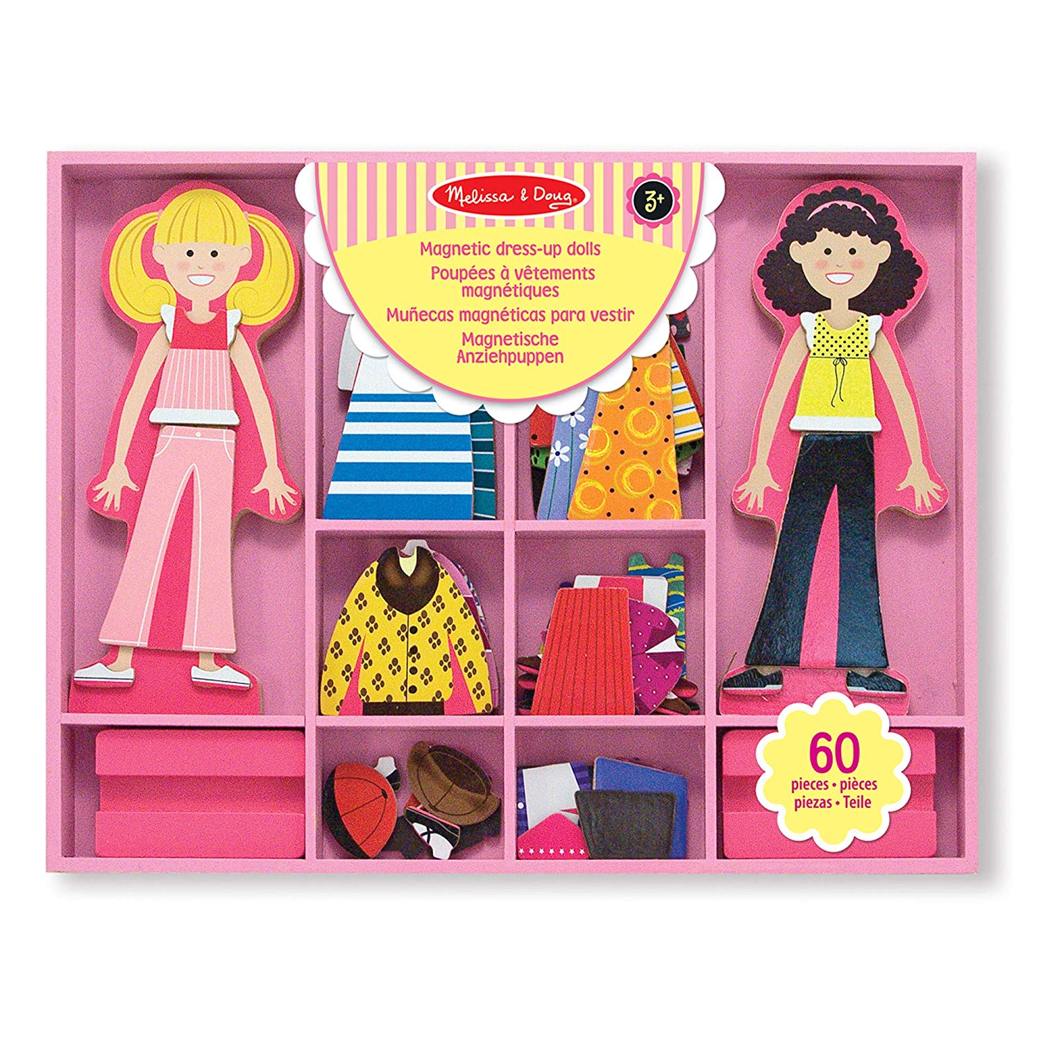 Melissa & Doug Magnetic Dress-Up Dolls for 3 Year Olds, Pink, 3.175 cm H x 27.94 cm W x 35.56 cm L
