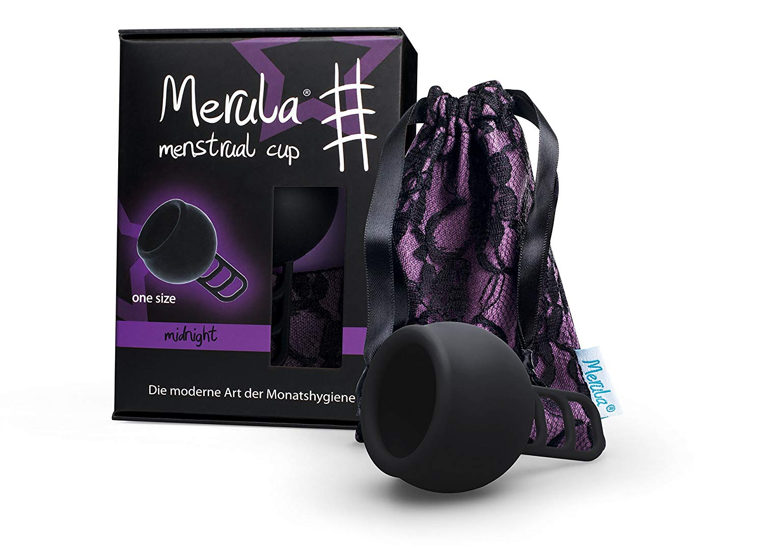 Merula Menstrual Cup Midnight (Black) "one Size" - Made of Medical-Grade Silicone