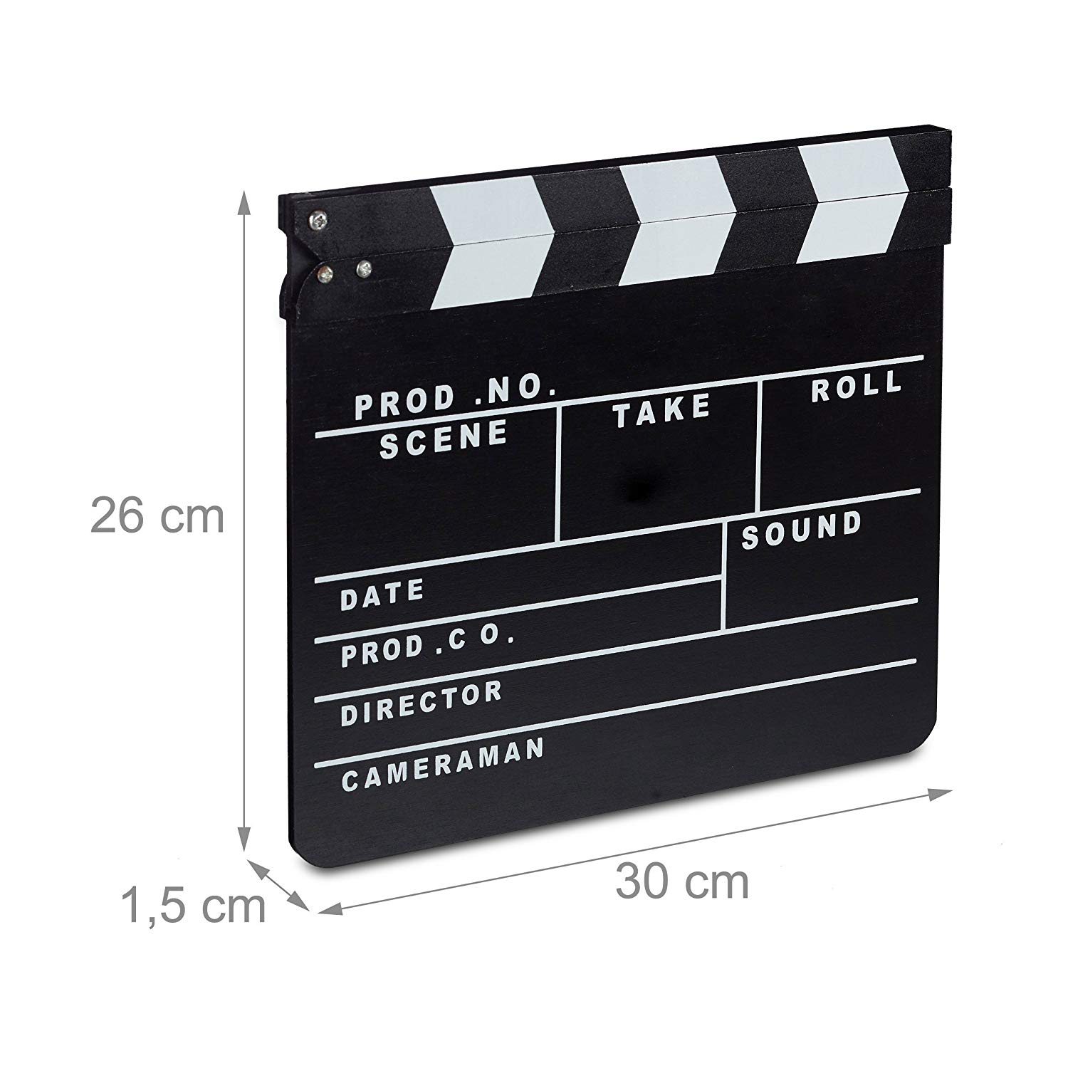 Relaxdays GmbH 10021346 Hollywood Film Directors Clapperboard, Black, White, 26 x 30 cm - Image 2