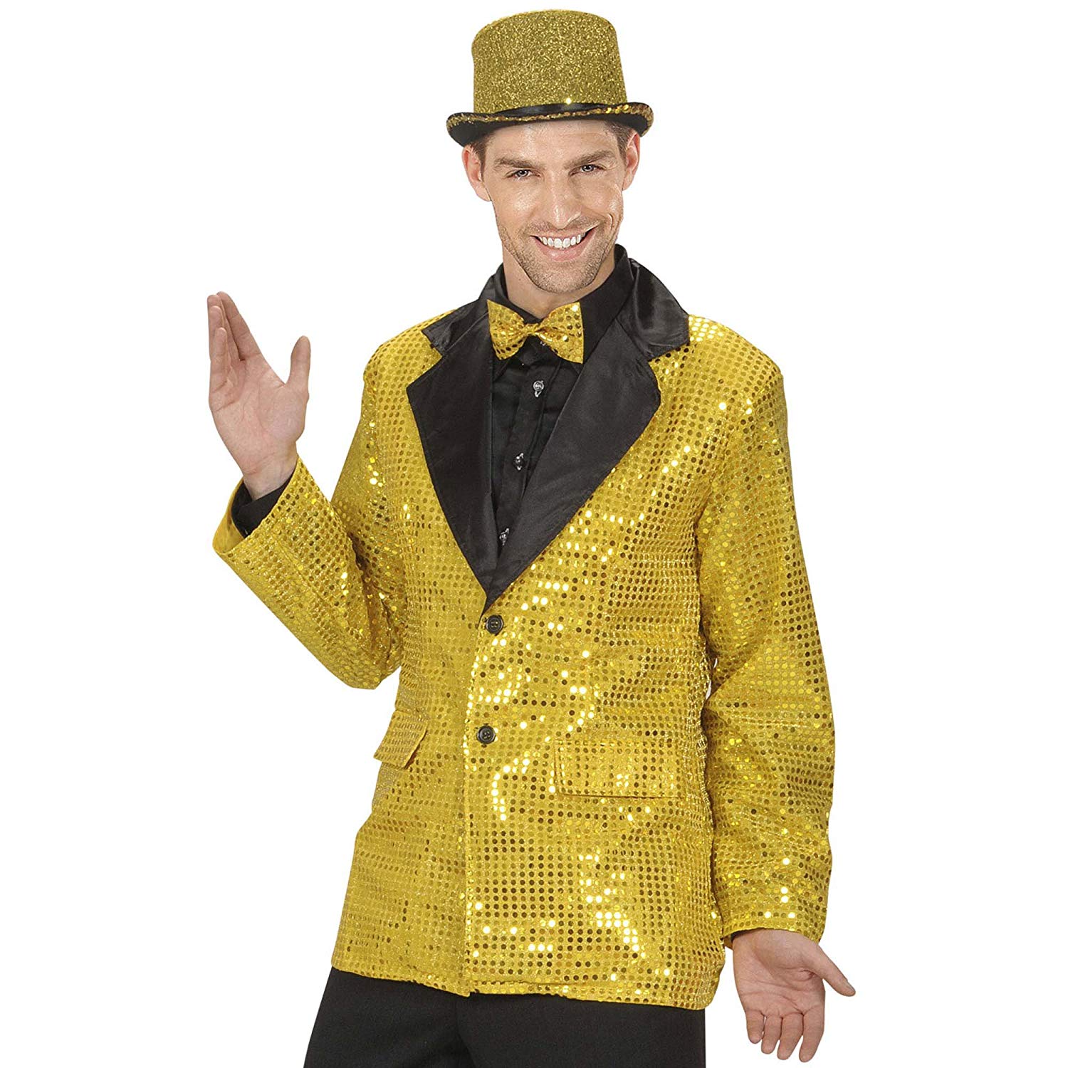 Sequin Jacket withSatin Collar - Gold Accessory for Fancy Dress, M-L - Image 2