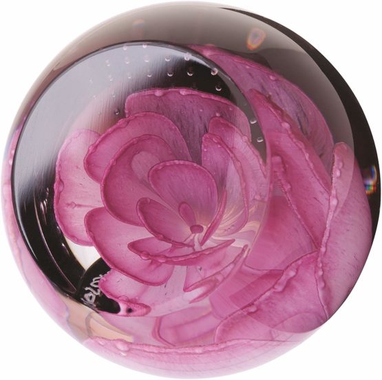 Caithness Glass U13056 Piece Crystal Floral Charms Pink Rose Paperweight, Pink