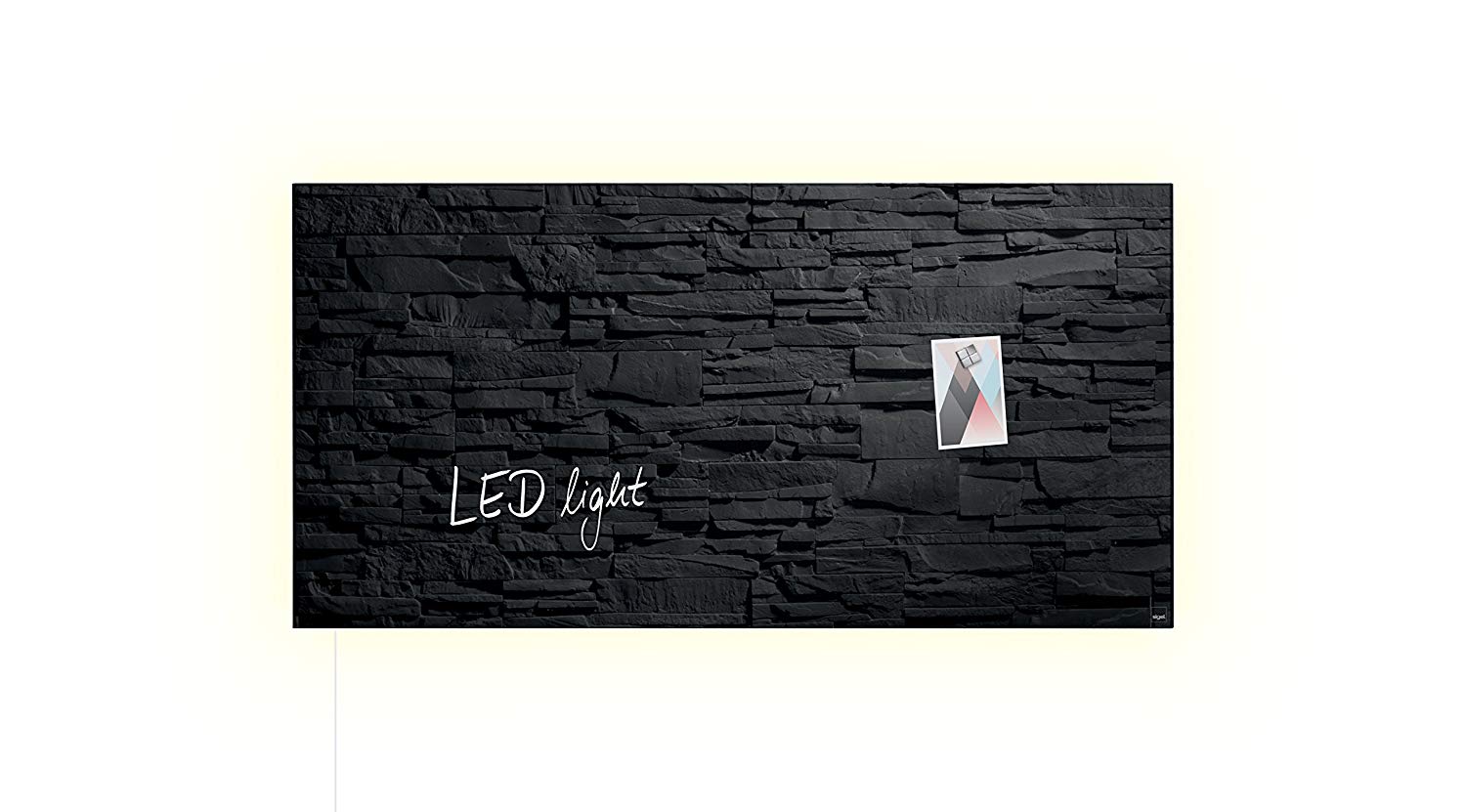SIGEL GL457 Premium Glass Magnetic Board, Glossy Surface, 91 X 46 Cm, With Led Lighting, Easy Mounting, Anthracite - Artverum