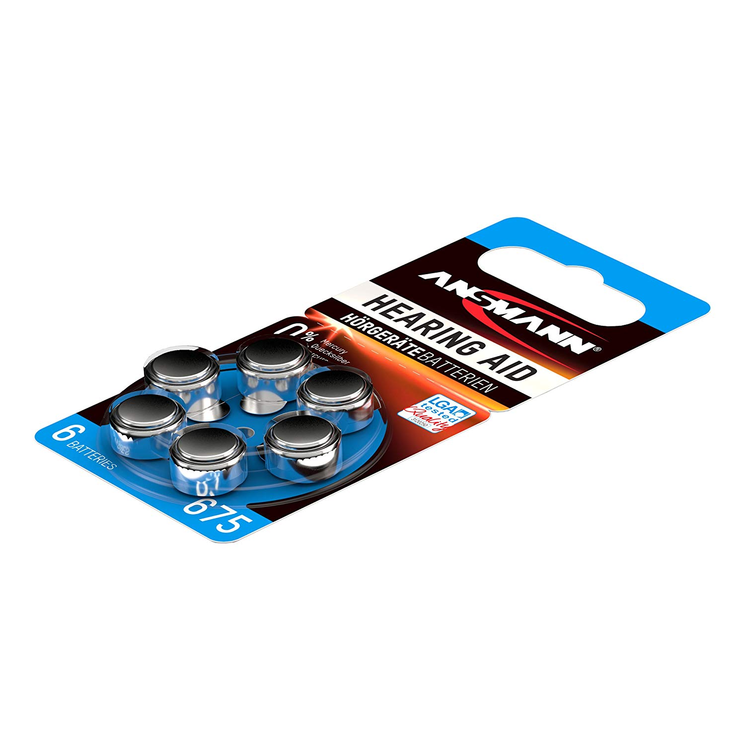 Ansmann Hearing Aid Batteries [Pack of 6 Cells] Size 675 Blue Zinc Air