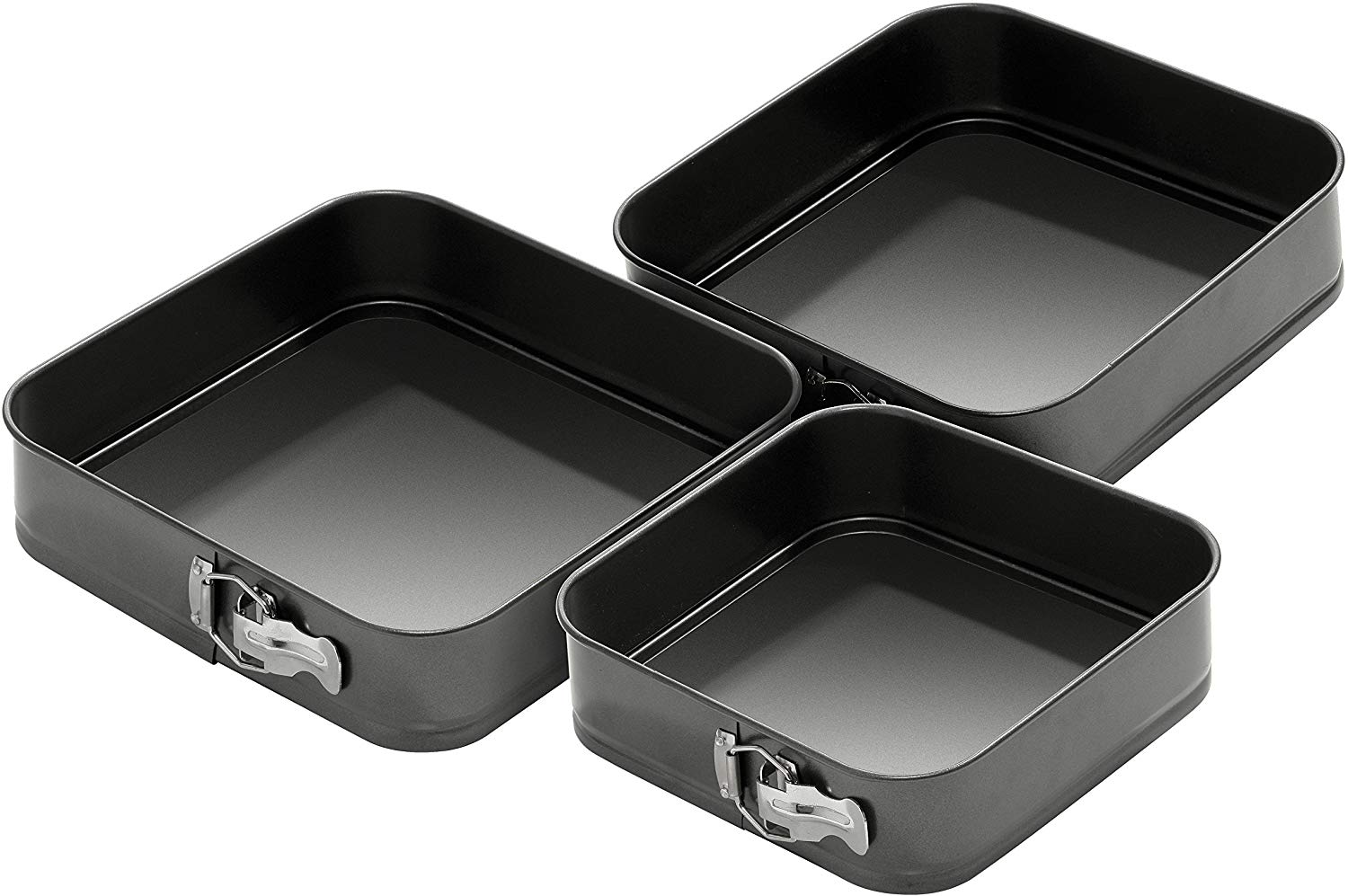 Premier Housewares Versatile Set of Three Spring Form Cake Tin, Black, Set Of 3