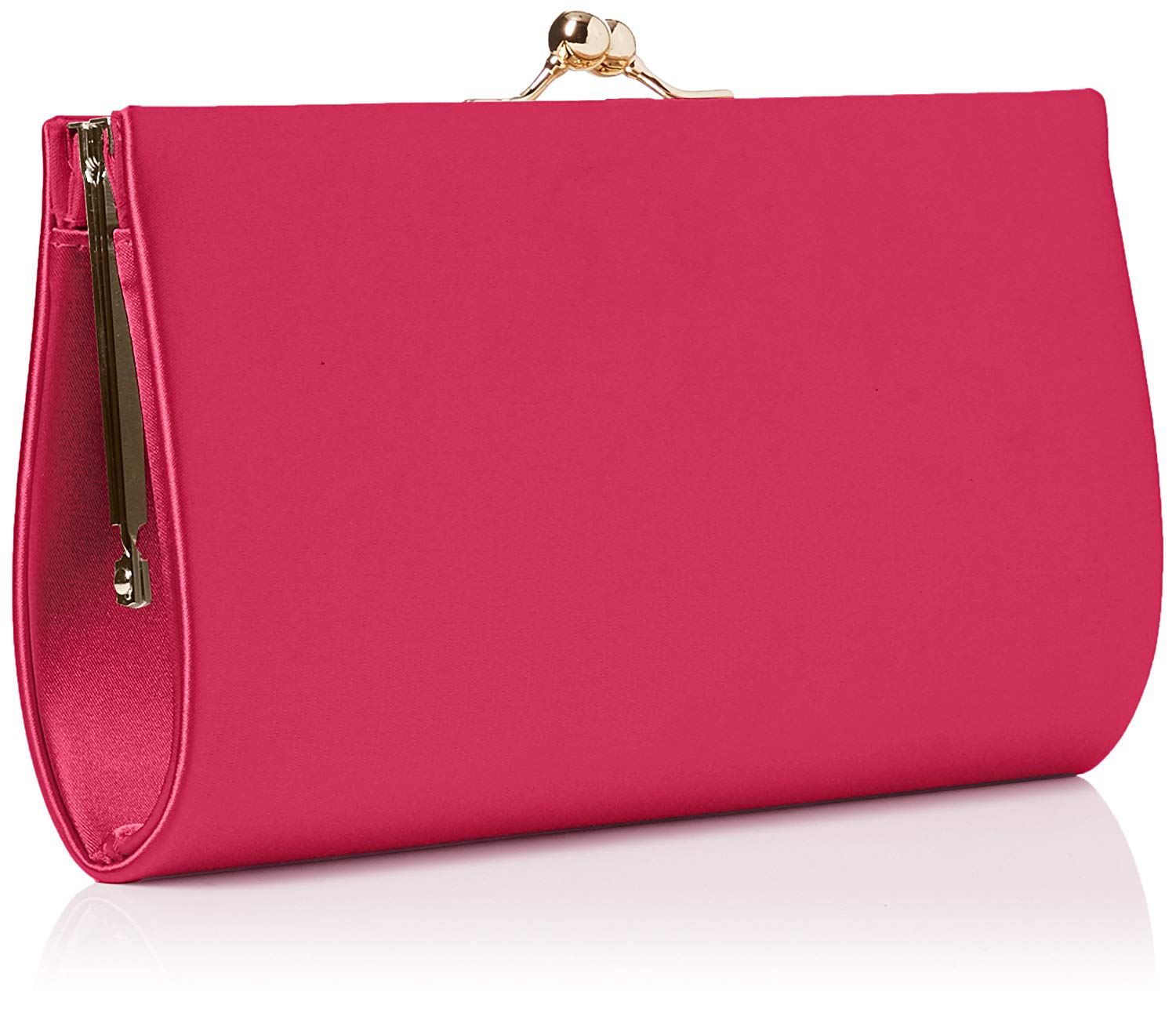 Swanky Swans Womens Mira Satin Classic Frame Bag Clutch Pink (Fuschia) ,5.1x12x20.8 cm (W x H x L) - Image 2
