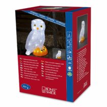 Konstsmide Outside Lights LED Acrylic Decoration "Small Owl" / Outdoor Lighting (IP44) / 32 Ice White LEDs / Transparent Cable