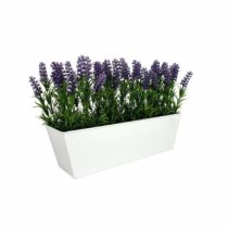 Artificial Lavender in White Tin Planter (Window Box) 45cm