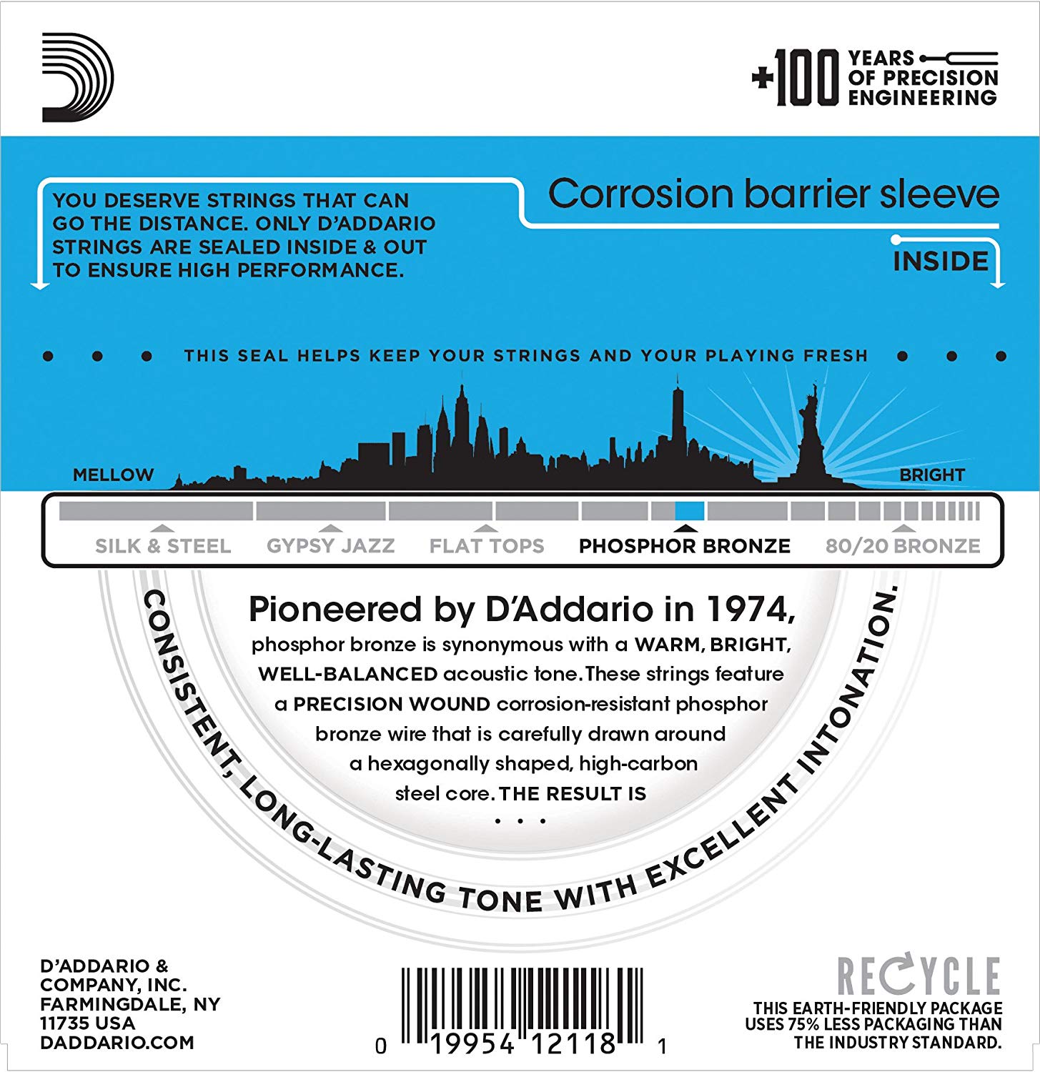 D'Addario Guitar Strings, Phosphor Bronze Acoustic Guitar Strings, EJ38, Rich, Full Tonal Spectrum, For 12 String Guitars - Image 2