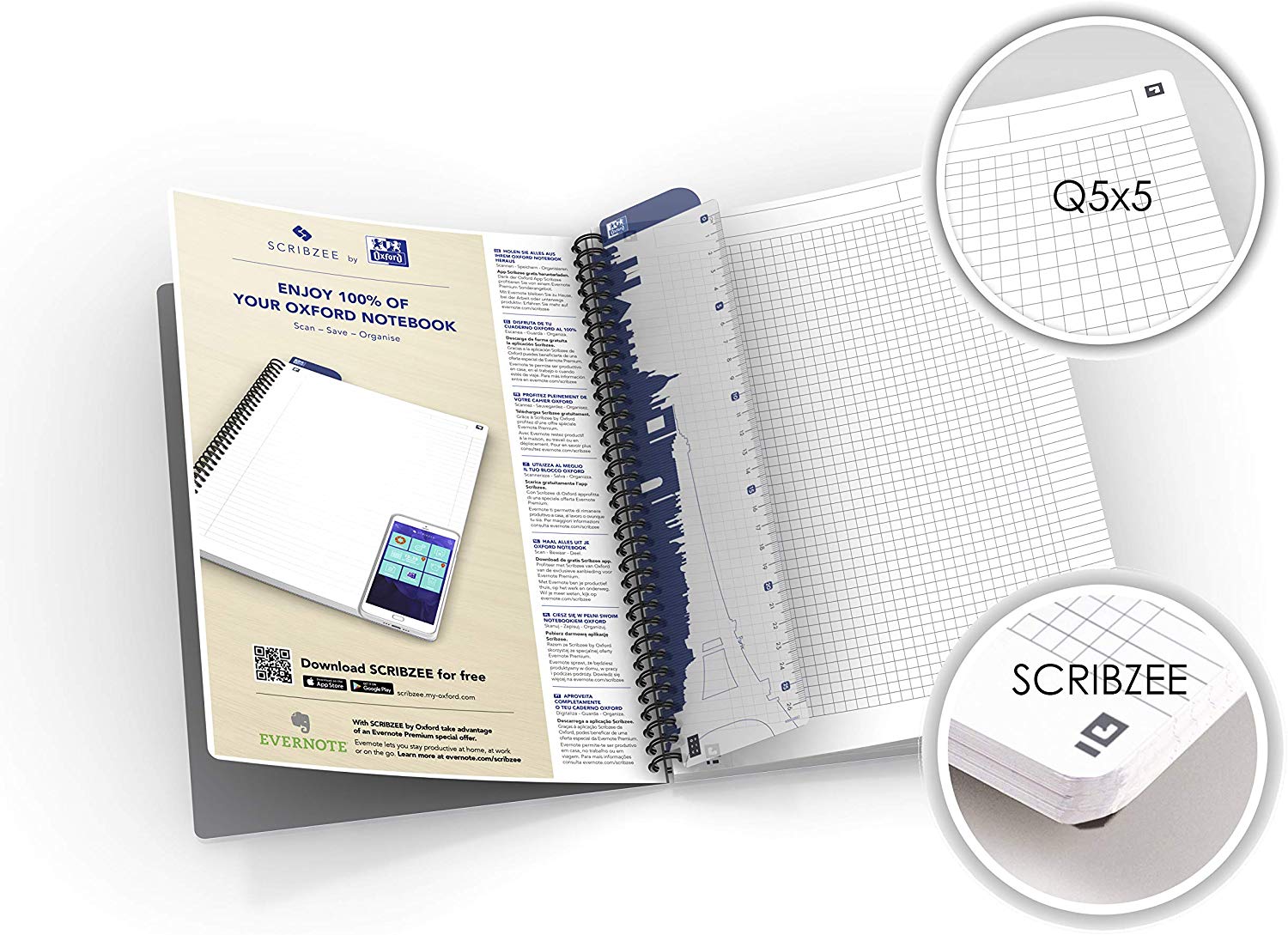 Oxford My Color Spiralbound Notebook A4 100 Pages 5 x 5 Squares Assorted Polypropylene Covers, assorted colours - Image 3
