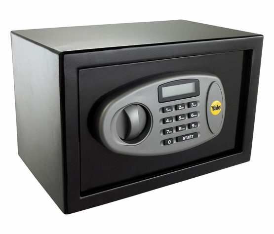 Yale Y-MS0000NFP Medium Digital Safe, Steel Construction, LCD Display, Steel Locking Bolts, Emergency Override Key, Wall And Floor Fixings, 16 Litre Capacity 25 x 35 x 25 cm, Home Office Safe