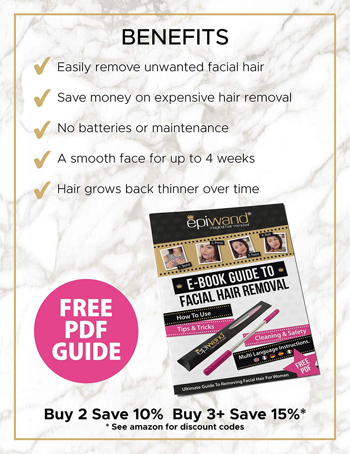 Epiwand Facial Hair Remover Threading Tool For Women, Easily Remove Facial Hair From Your Upper Lip, Chin - Image 2