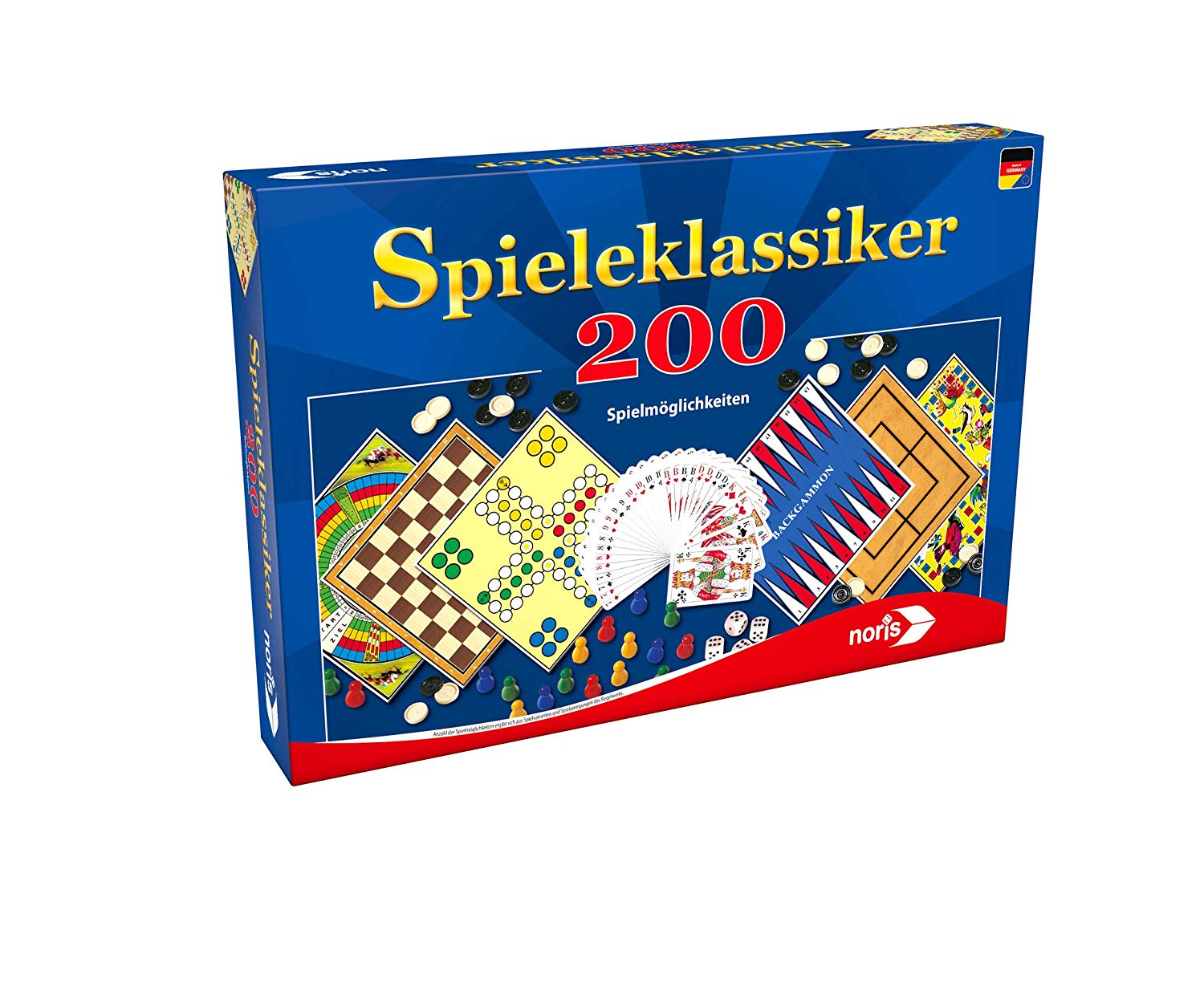 Noris 606111687 classic game with 200 playing options such as skat, mill, lady, backgammon or just no excitement