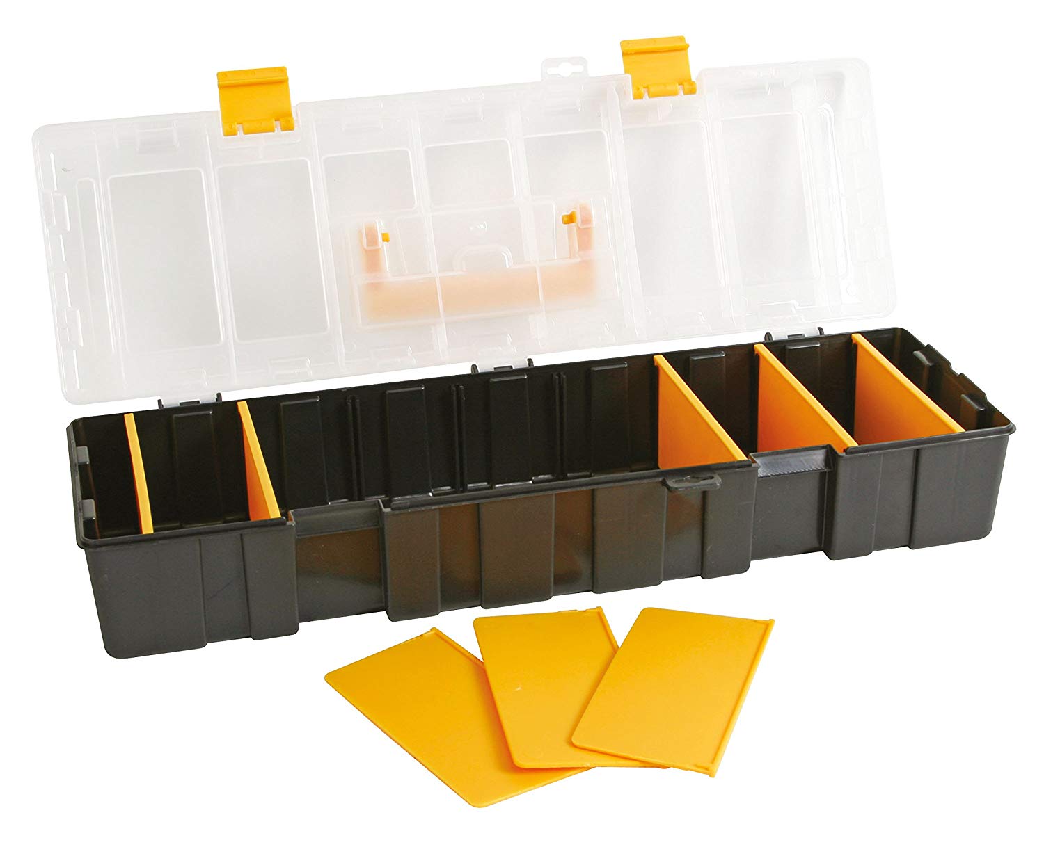 Perel OSB18 18-Inch Plastic Storage Box, Black, White, 46 x 16 x 9 cm