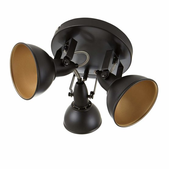 Briloner Leuchten Circular Ceiling Light with 3 Rotating and Pivoting Spotlights in Retro/Vintage Design, 40 W, Diameter 21 cm, Metal, E14, Black Gold, 21 x 21 x 15.6 cm - Image 4