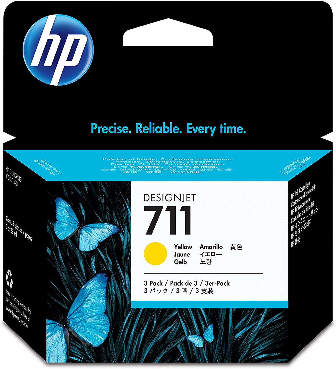 HP 711 29ml Print Cartridge - Yellow (Pack of 3) - Image 2