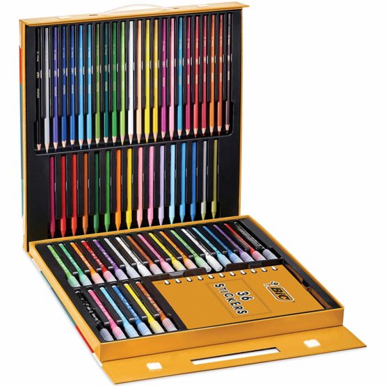 BIC Kids Stationery Activity Set and Carry Case, 64 Colouring Items (Colouring Pencils, Felt Pens and Crayons) - Image 2