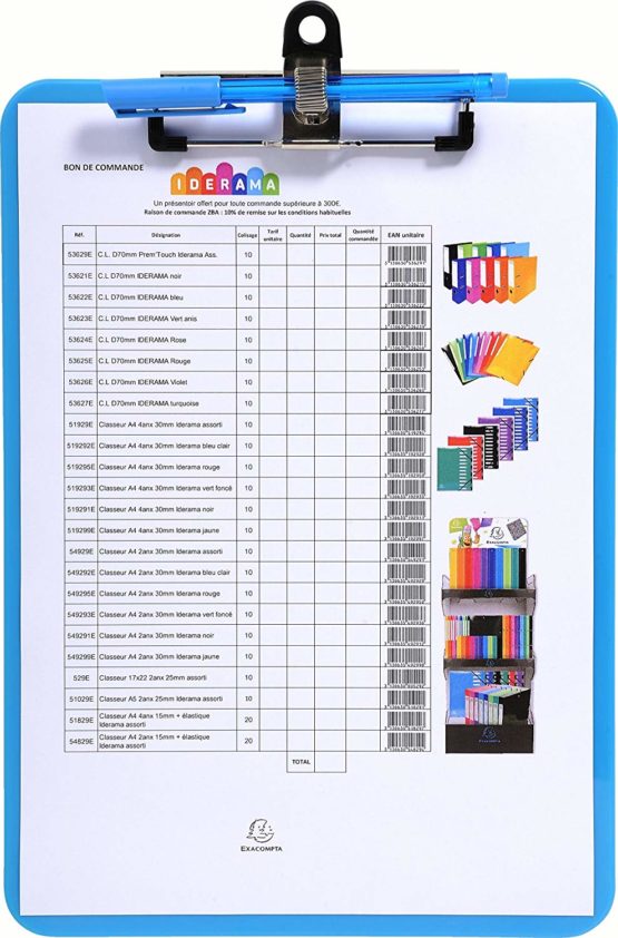 Exacompta Iderama PP Clipboard, A4 - Assorted Colours, Pack of 10
