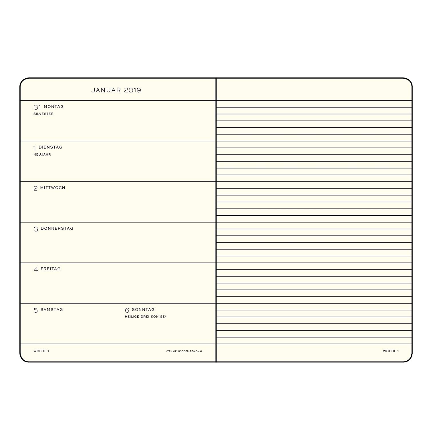Leuchtturm1917 Pocket (A6 357724 Weekly Calendar and Notebook 2019