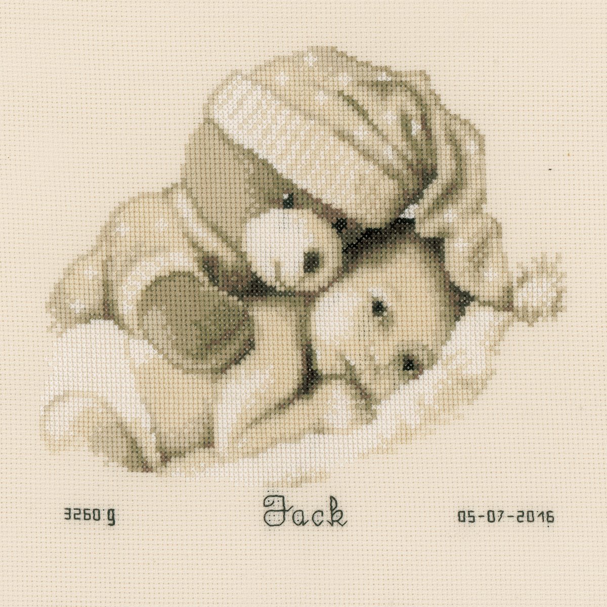 Vervaco Counted Cross Stitch Birth Record: Baby & Teddy, Acrylic, NA, 22 x 20cm, N\a