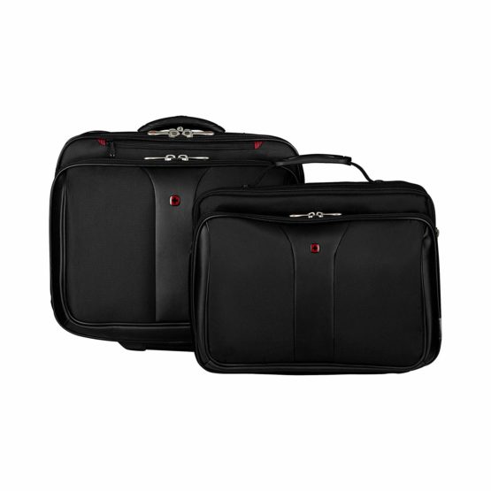 Wenger 600662 PATRIOT 17 Inch 2-Piece Business Wheeled Laptop Briefcase, Padded Laptop Compartment with Matching 15.4 Inch Laptop Case in Black {25 Litre}