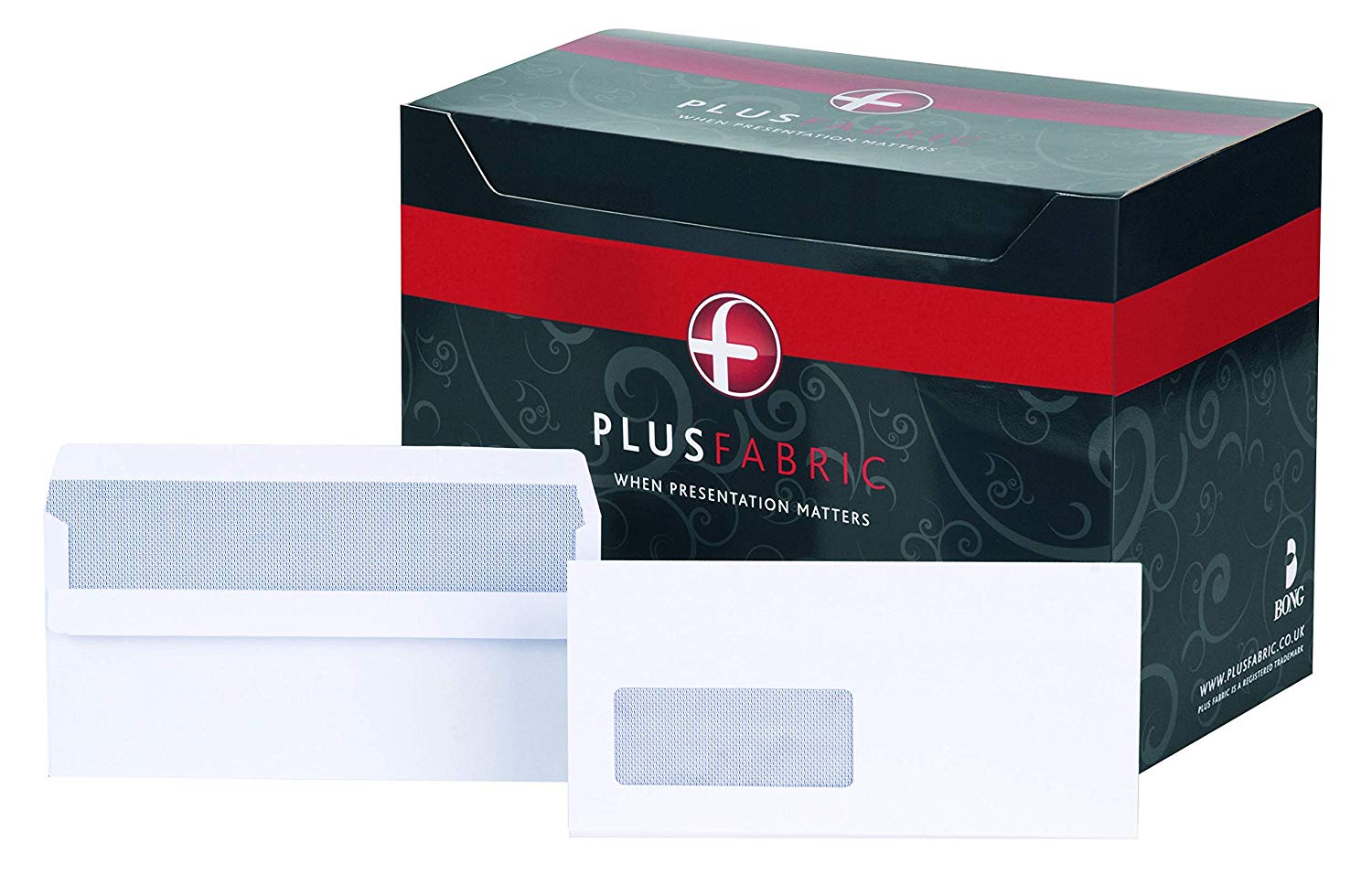 Plus Fabric DL Prestige White 120gsm Window Self Seal Wallet Box of 250 Envelopes