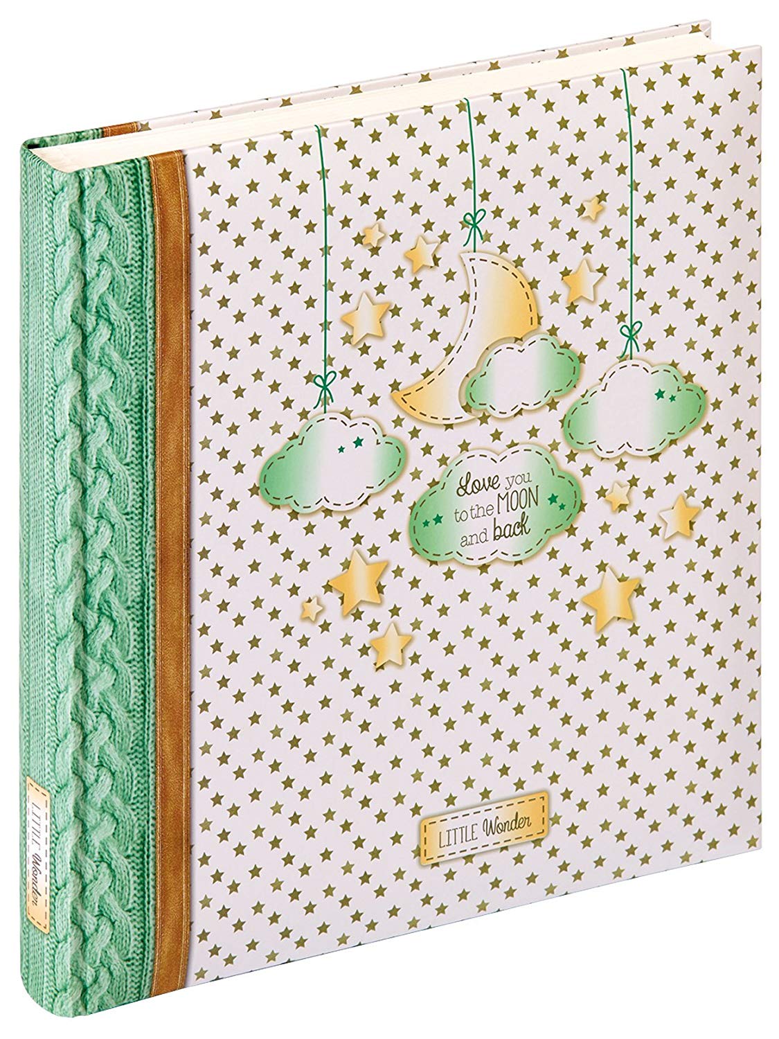 walther Design Photo Album 28 x 30,5 cm baby Album, Baby Stars&Moon / Little Wonder UK-209, Multicolor, 28 x 30.5 cm