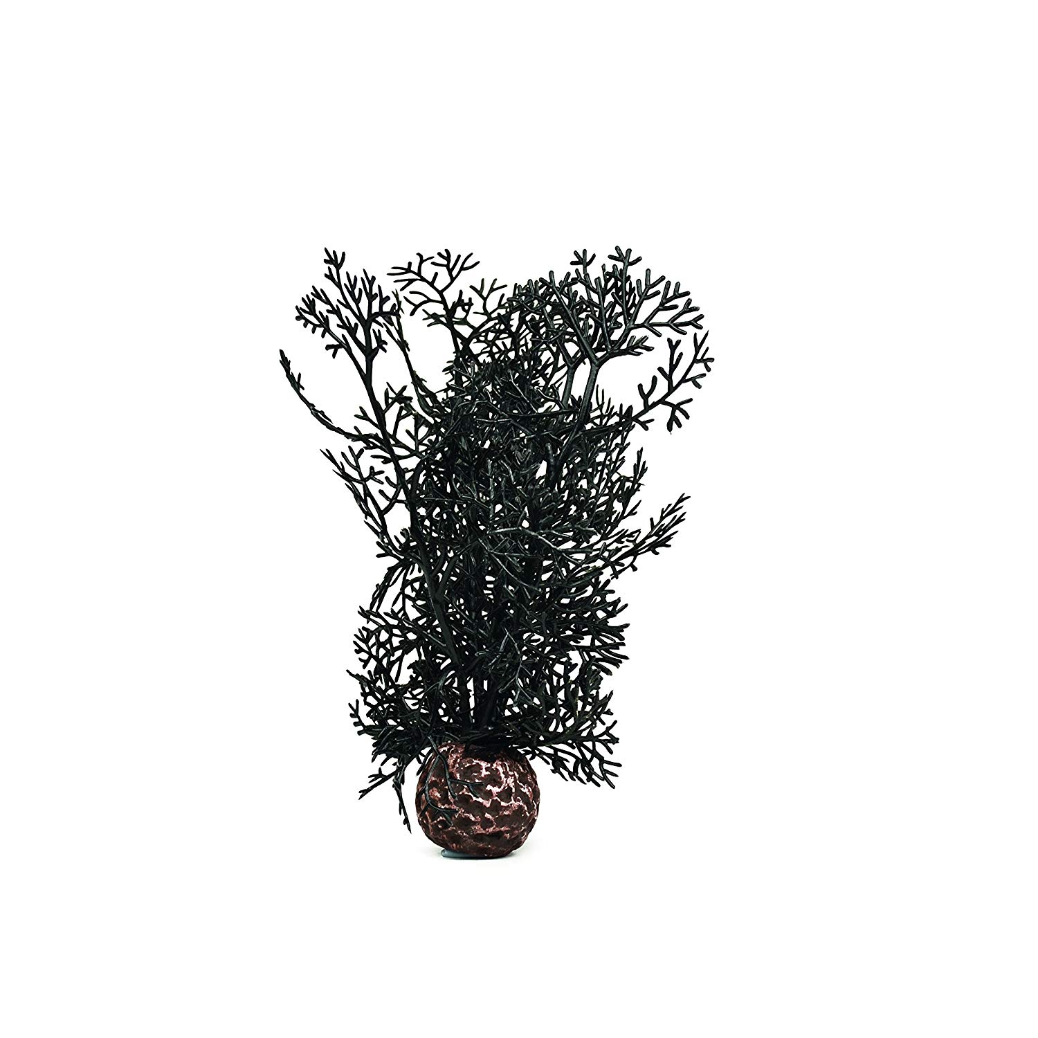 biOrb Fish Tank Decorations, Aquatic Horn Coral Plant With Weighted Ball (Small Black Aquarium Plant)