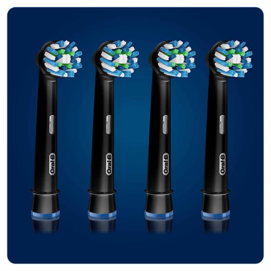 Oral-B CrossAction Black Toothbrush Heads Pack Of 4 Replacement Refills For Electric Rechargeable Toothbrush, Black Edition - Image 4