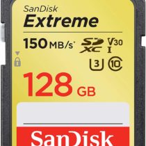 SanDisk Extreme 128 GB SDXC Memory Card, Up to 150 MB/s, Class 10, U3, V30