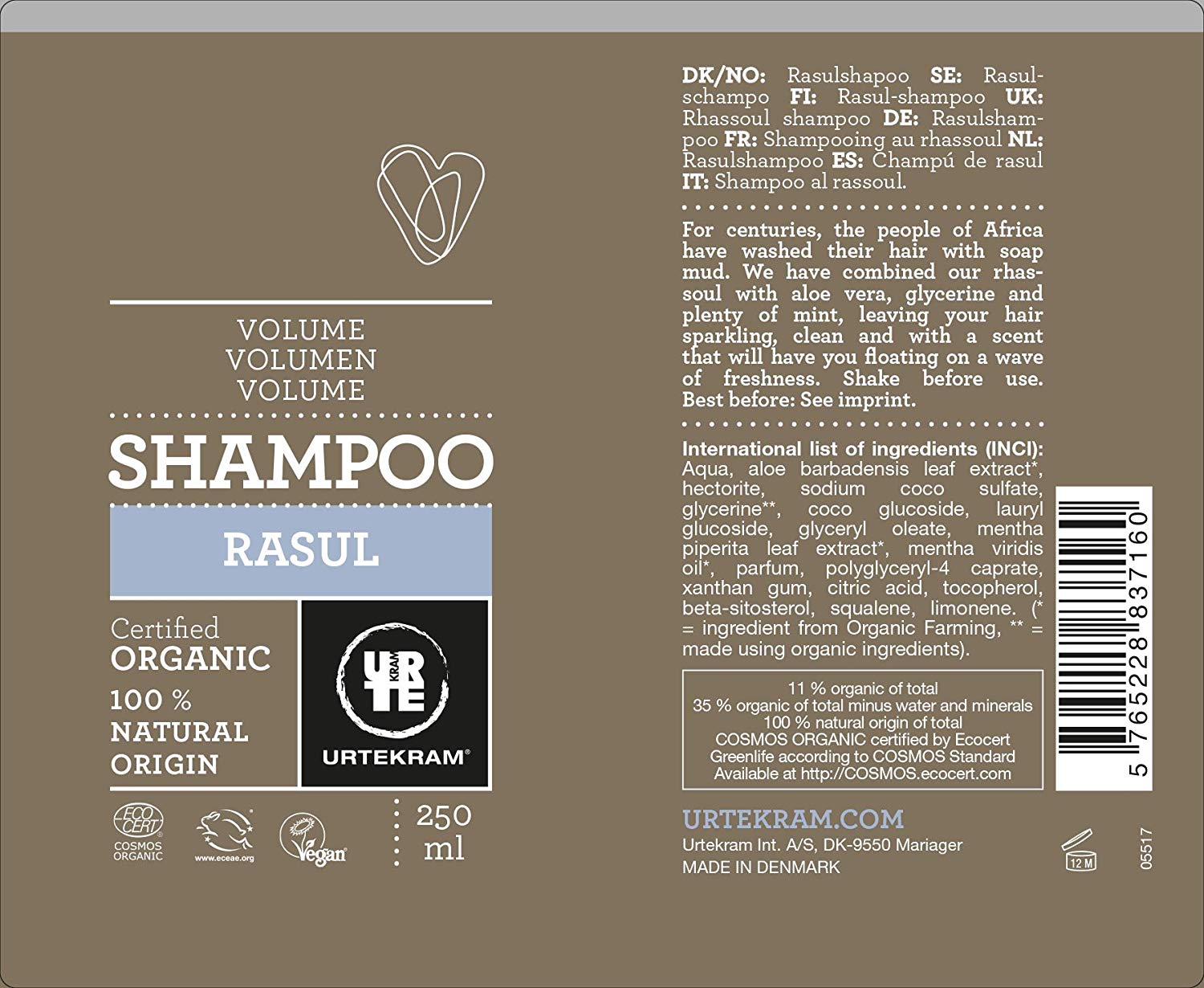 Urtekram - Urtekram Rasul Volume Shampoo - 250ml, 250 ml (Pack of 1) - Image 2