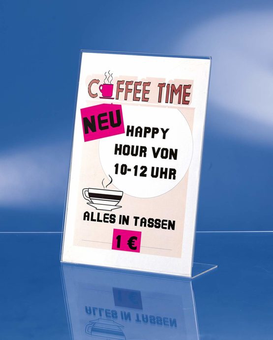 SY112 Sign Holder, slanted, for A5, single-sided presentation, acrylic, clear, 3 pcs, for A5 (14.8 x 21 cm) - Image 4