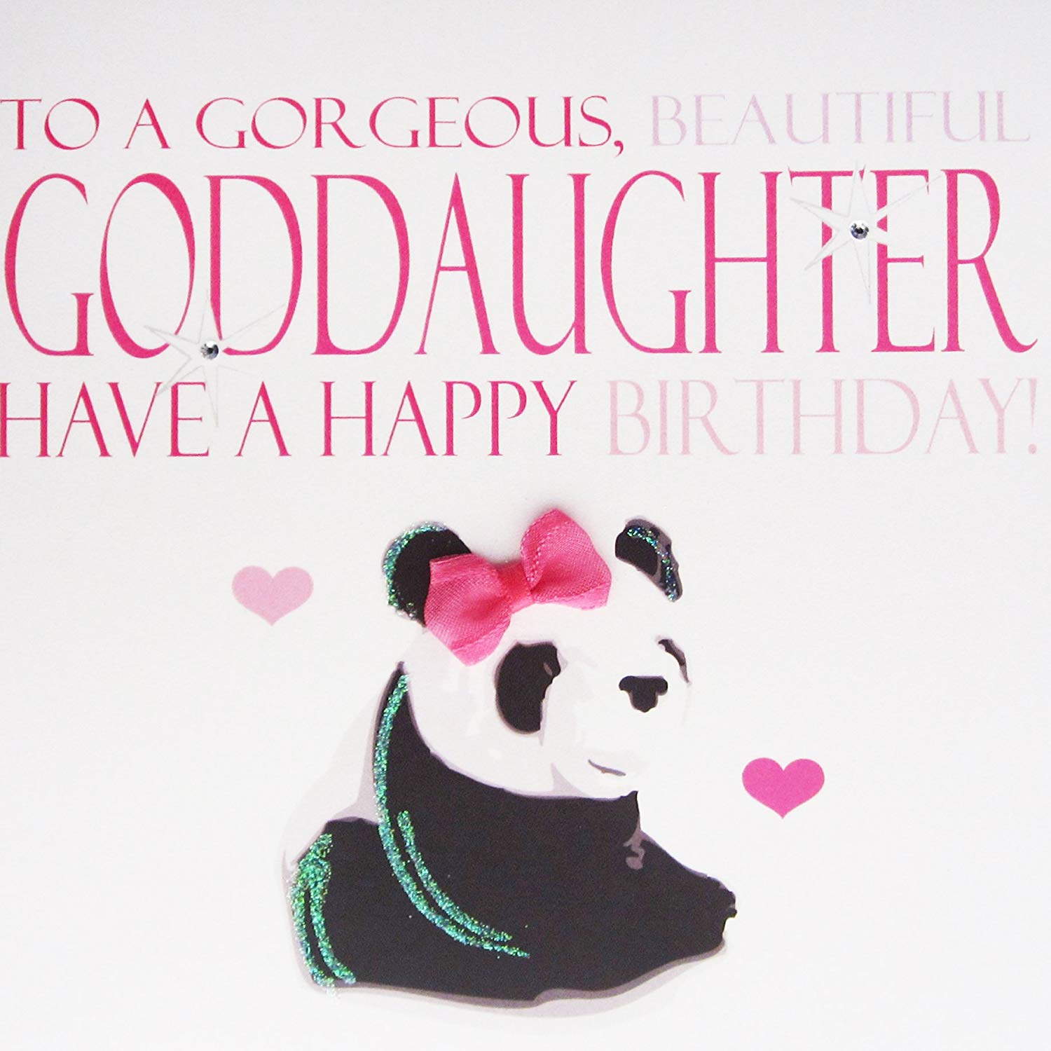 White Cotton Cards "Panda, To A Gorgeous, Beautiful Goddaughter Have A Happy Birthday Handmade Large Birthday Card, XN78