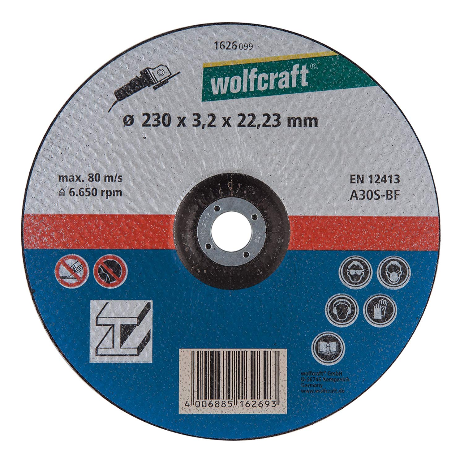 wolfcraft Cutting Disc for Metal depressed centre I 1626099, Silver