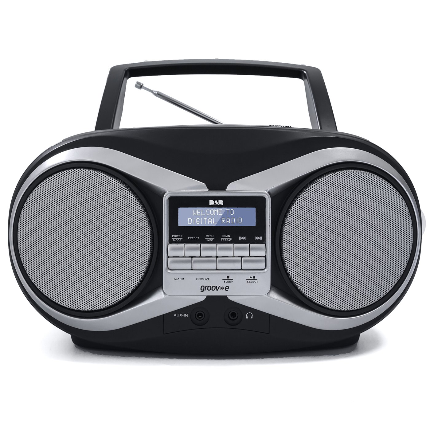 Groov-e Portable CD Player with DAB/FM Digital Radio, 20 Preset Stations, 3.5mm AUX Input, Headphone Jack, LCD Display - Black - Image 3