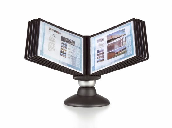 Durable SHERPA MOTION Display Panel Desk Unit | 10 Panels and Tabs in Black | Adjustable and Rotatable for Complete Flexibility | Ideal for A4 Documents - Image 4