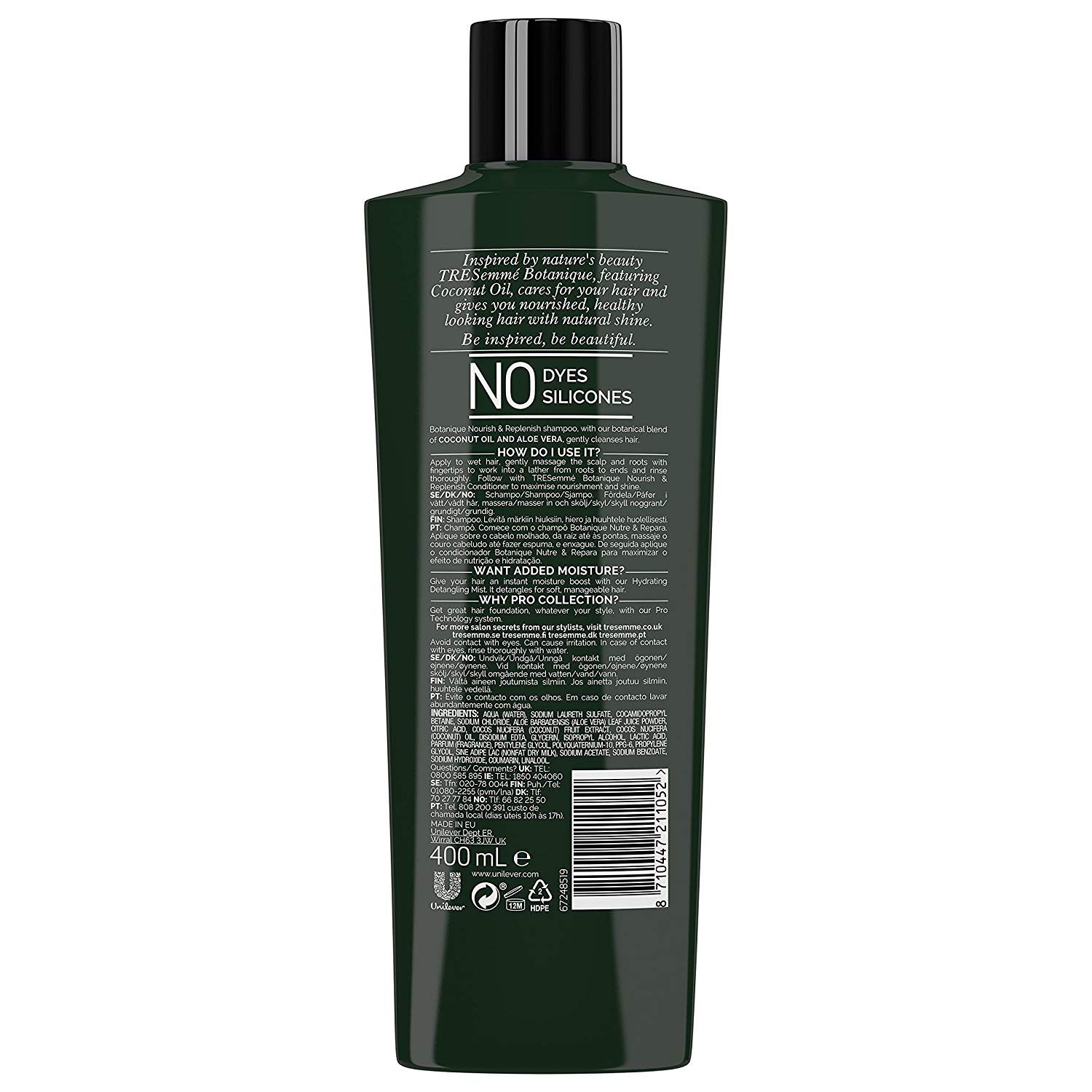 Tresemme Pro Collection Botanique Nourish and Replenish no Dyes or Silicones Shampoo for Dry Hair 400 ml Pack of 6 - Image 2