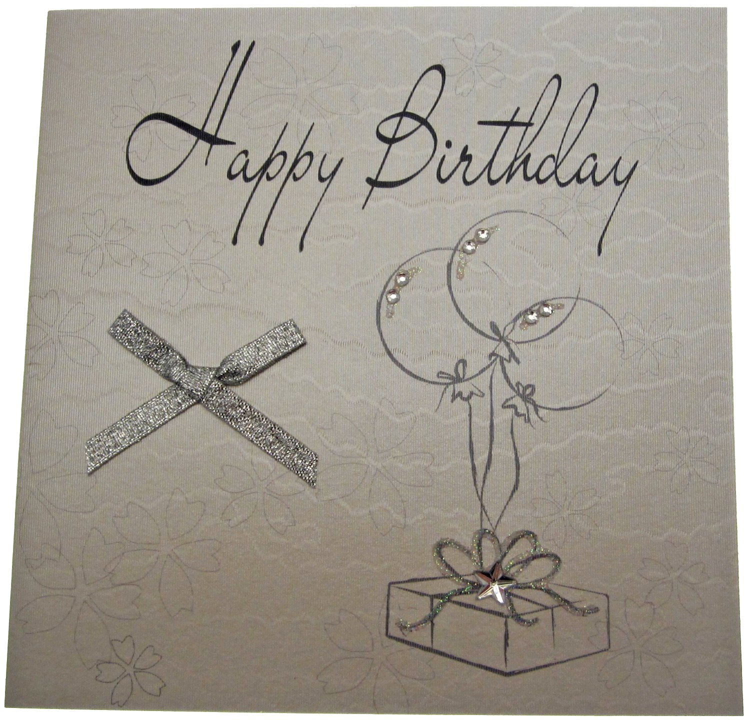 WHITE COTTON CARDS Handmade Happy Birthday Card, White, WB234,16cm x 16cm