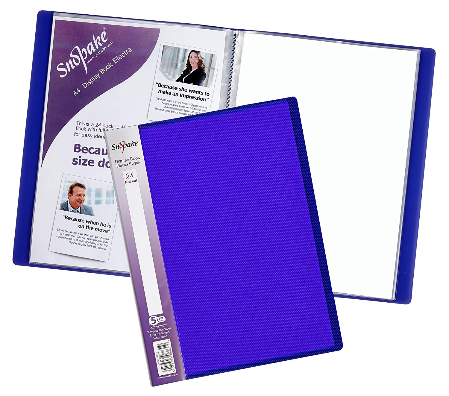 Snopake A4 Electra Display Book 24 Pockets Electra Purple [Pack of 1
