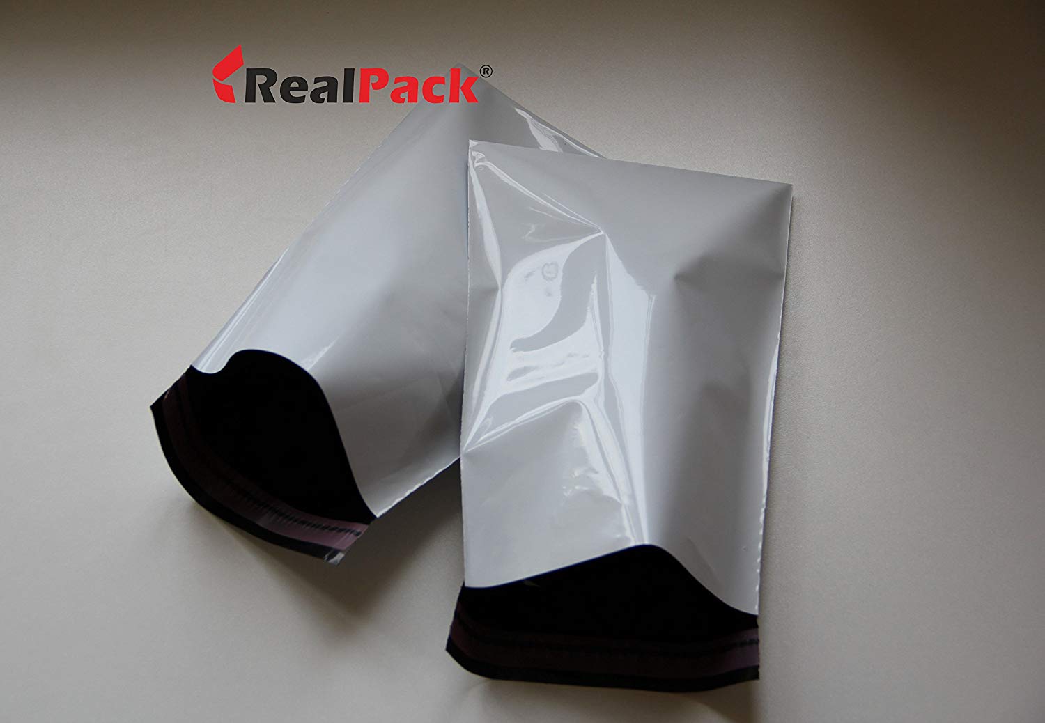REALPACK 100 x White Plastic Poly Mailing Bags Envelopes Size 10" x 14" 250mm x 350mm+(40mm Lip) DVD, MEDIUM - Image 2