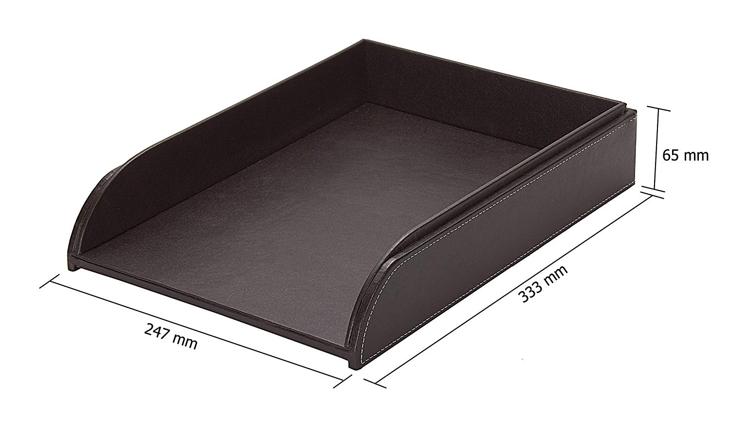 OSCO Faux Leather Letter Tray A4 - Stackable Desk Organiser Paper Sorter, Office Document Storage, Brown, Single, 6.5×24.7×33.3 cm - Image 3